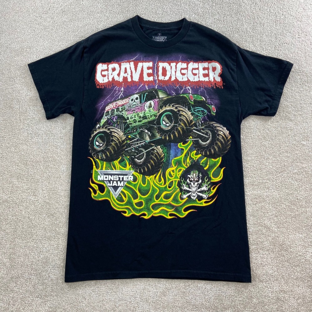 Monster Jam Grave Digger T-Shirt Mens Medium Black Graphic Tee Ripple Junction